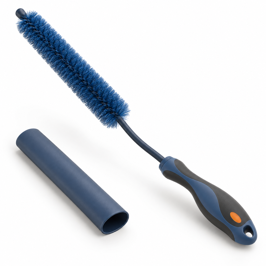 Brosse flexible à double courbure pour roues