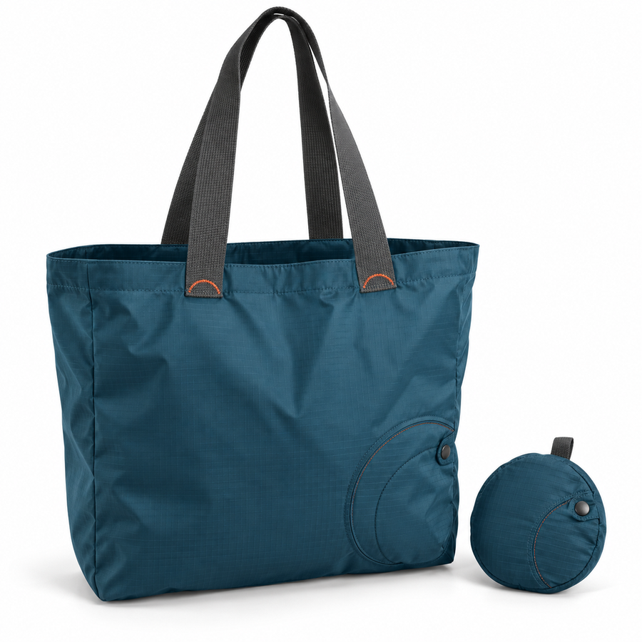 Cabas pliable avec pochette circulaire intégrée