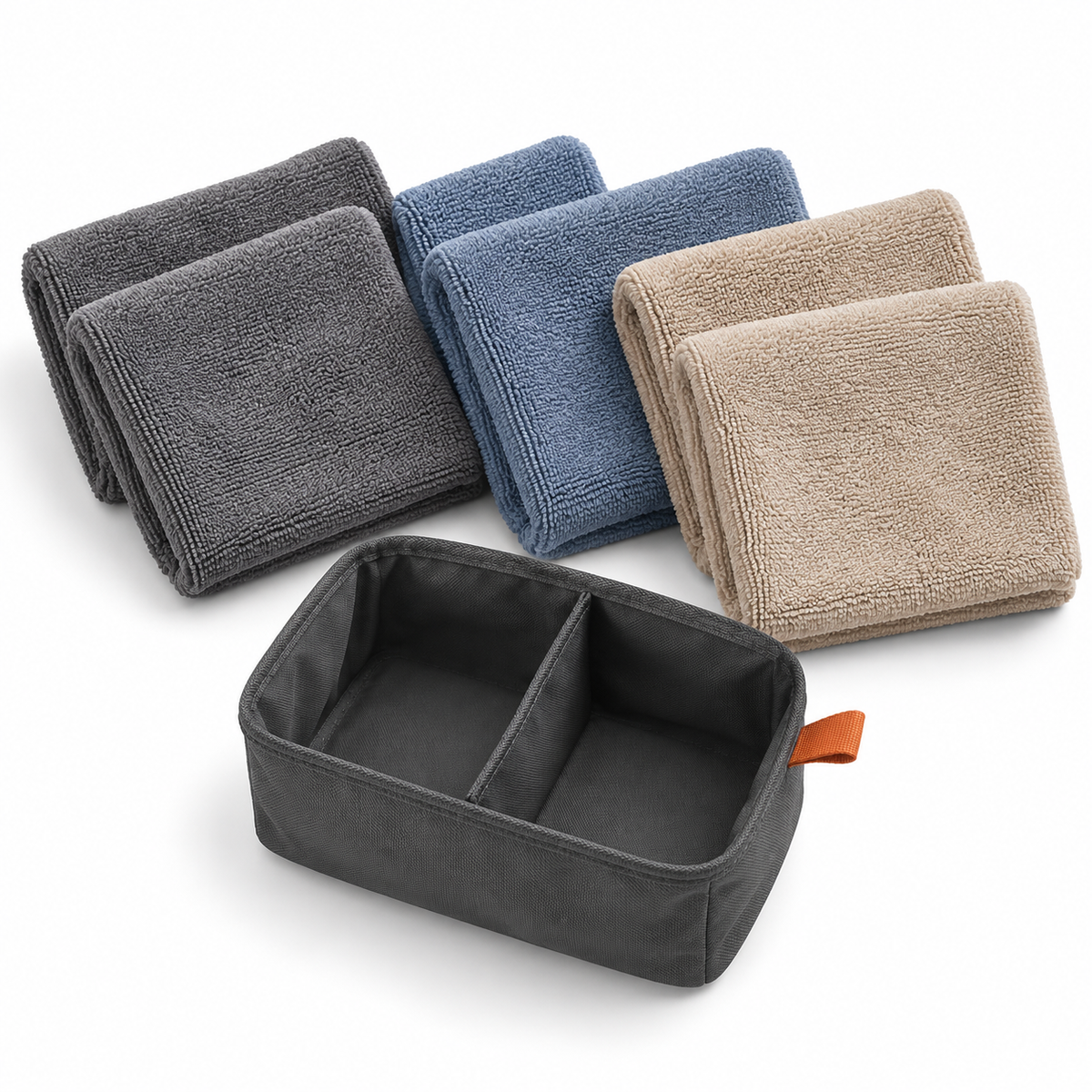Lot de six chiffons en microfibre avec pochette