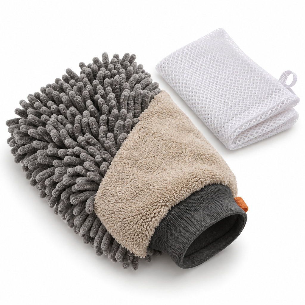 Gant de lavage en microfibre à deux textures