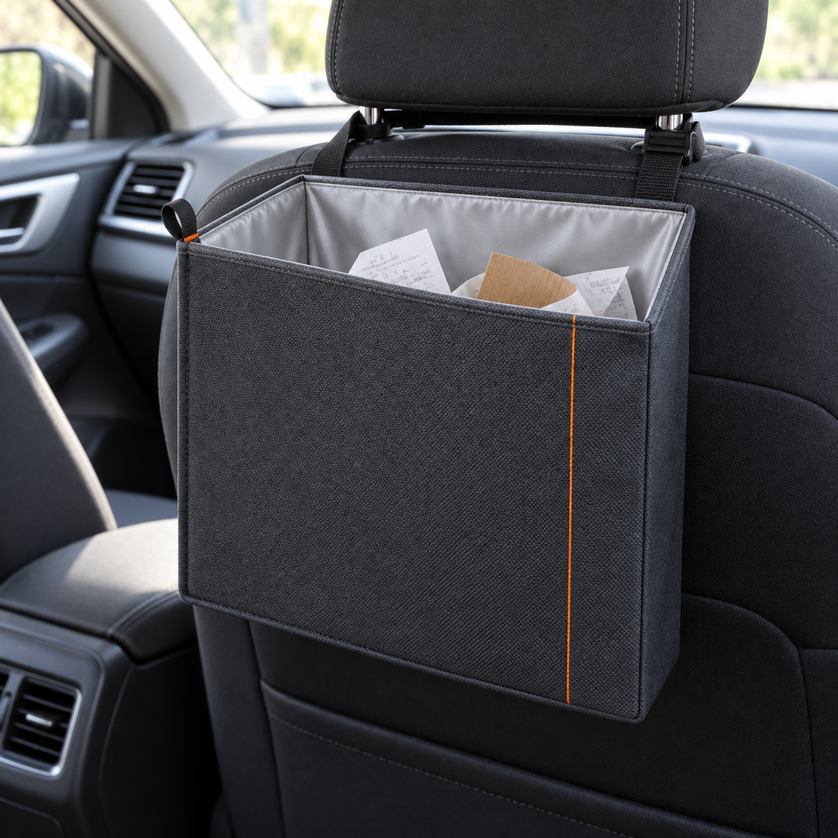 Sac automobile pliable pour déchets secs