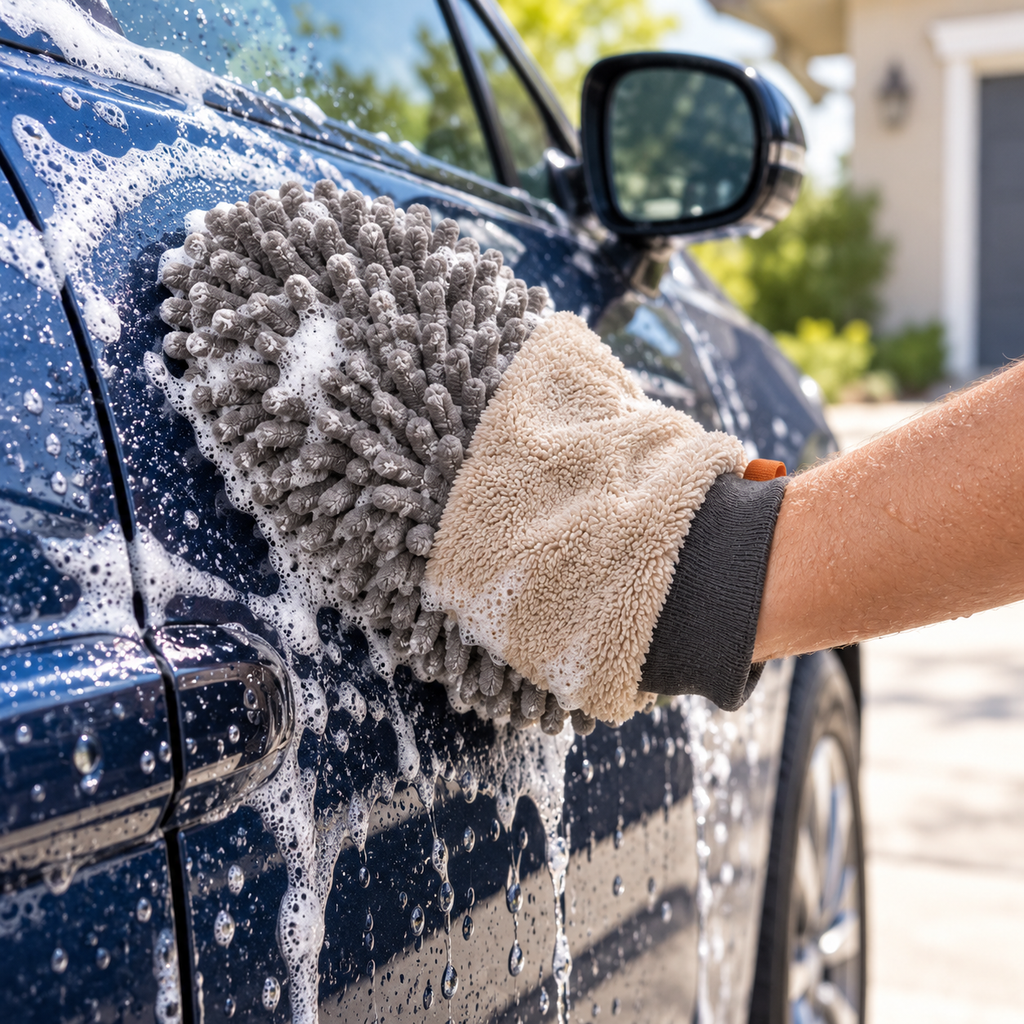 Gant de lavage en microfibre à deux textures