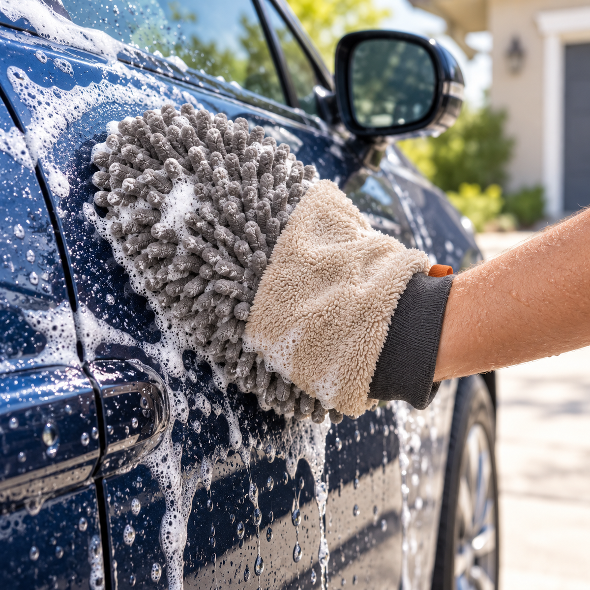 Gant de lavage en microfibre à deux textures