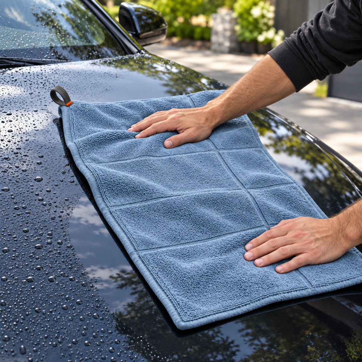 Serviette de séchage en microfibre avec repère de pliage