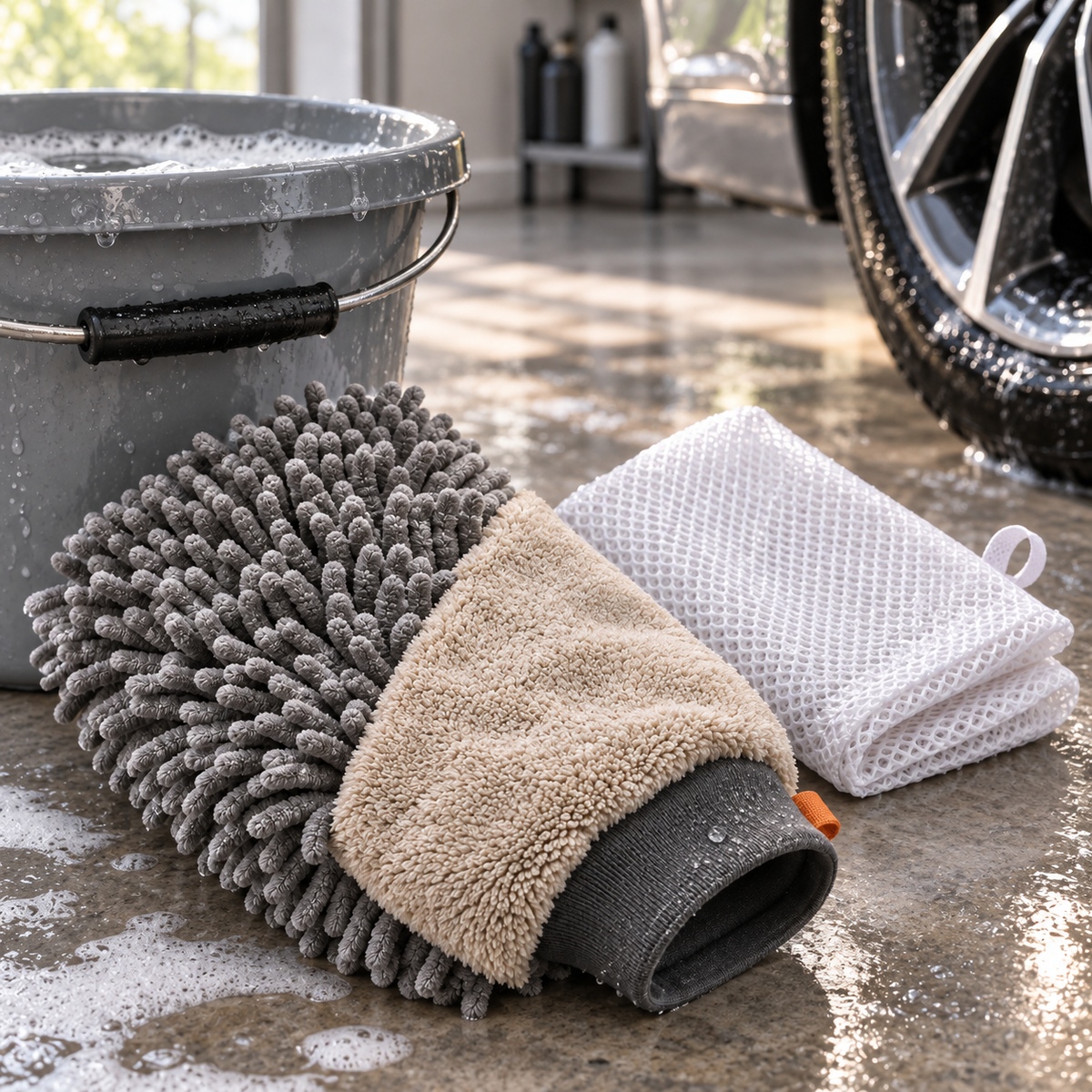 Gant de lavage en microfibre à deux textures