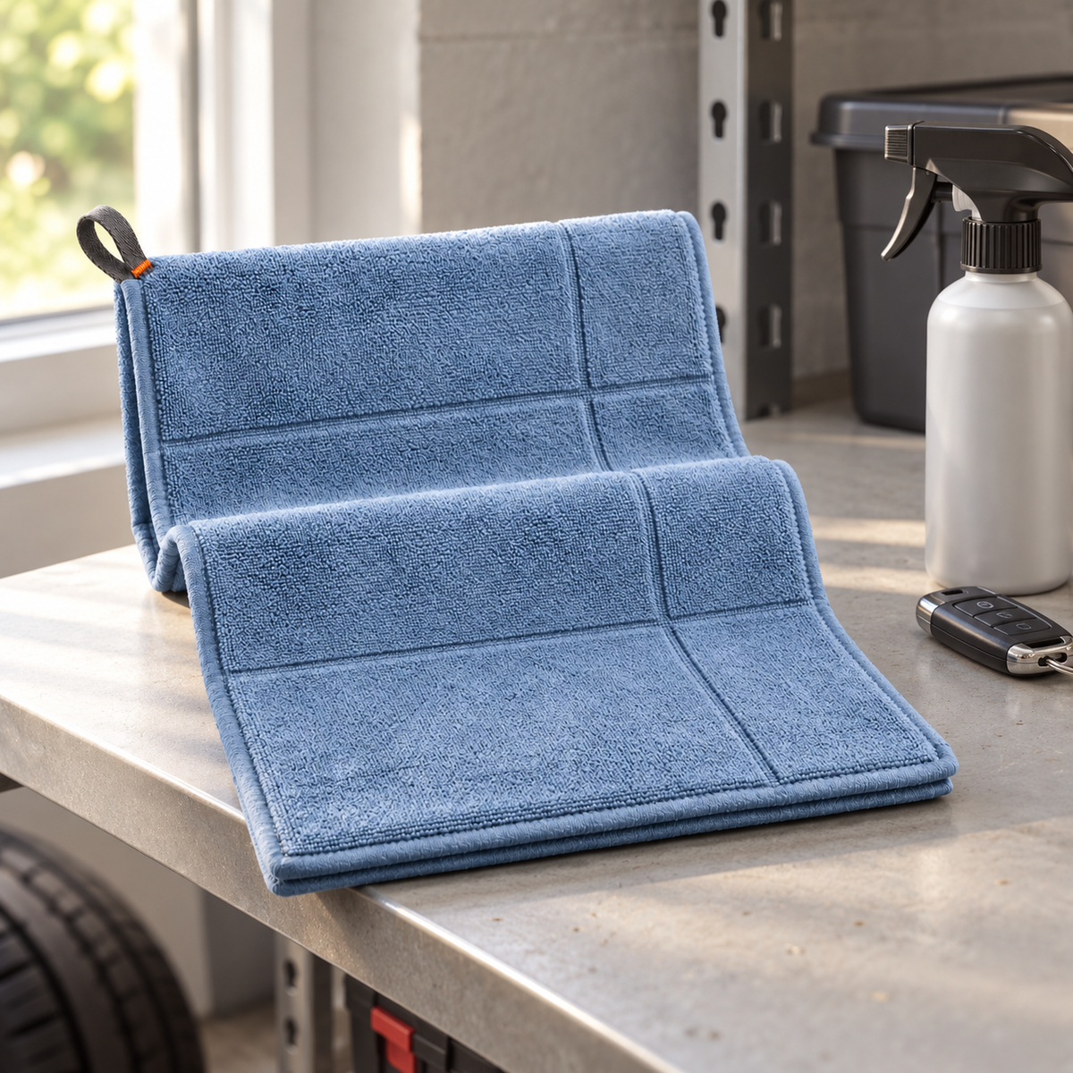Serviette de séchage en microfibre avec repère de pliage