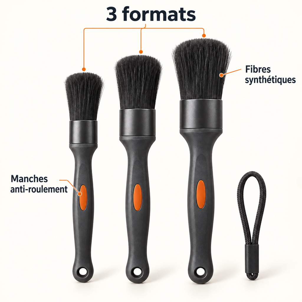 Lot de trois brosses pour l’entretien intérieur