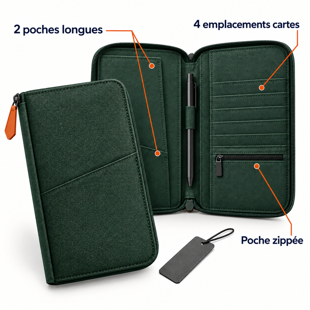 Porte-documents de voyage zippé