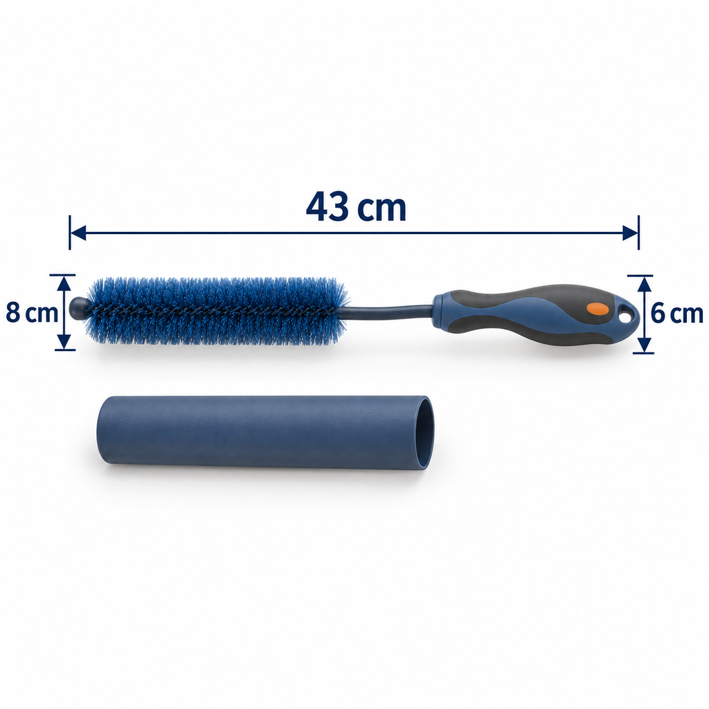 Brosse flexible à double courbure pour roues