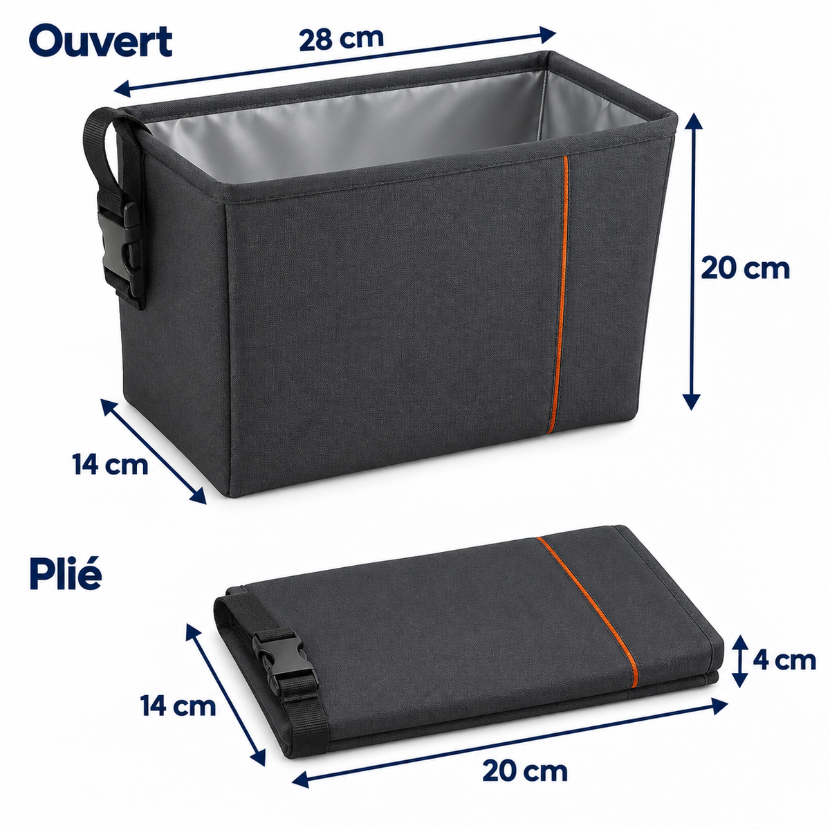Sac automobile pliable pour déchets secs